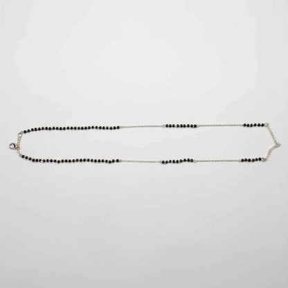 925 Sterling Silver V Shape Mangalsutra with Black Faceted Bead Mala