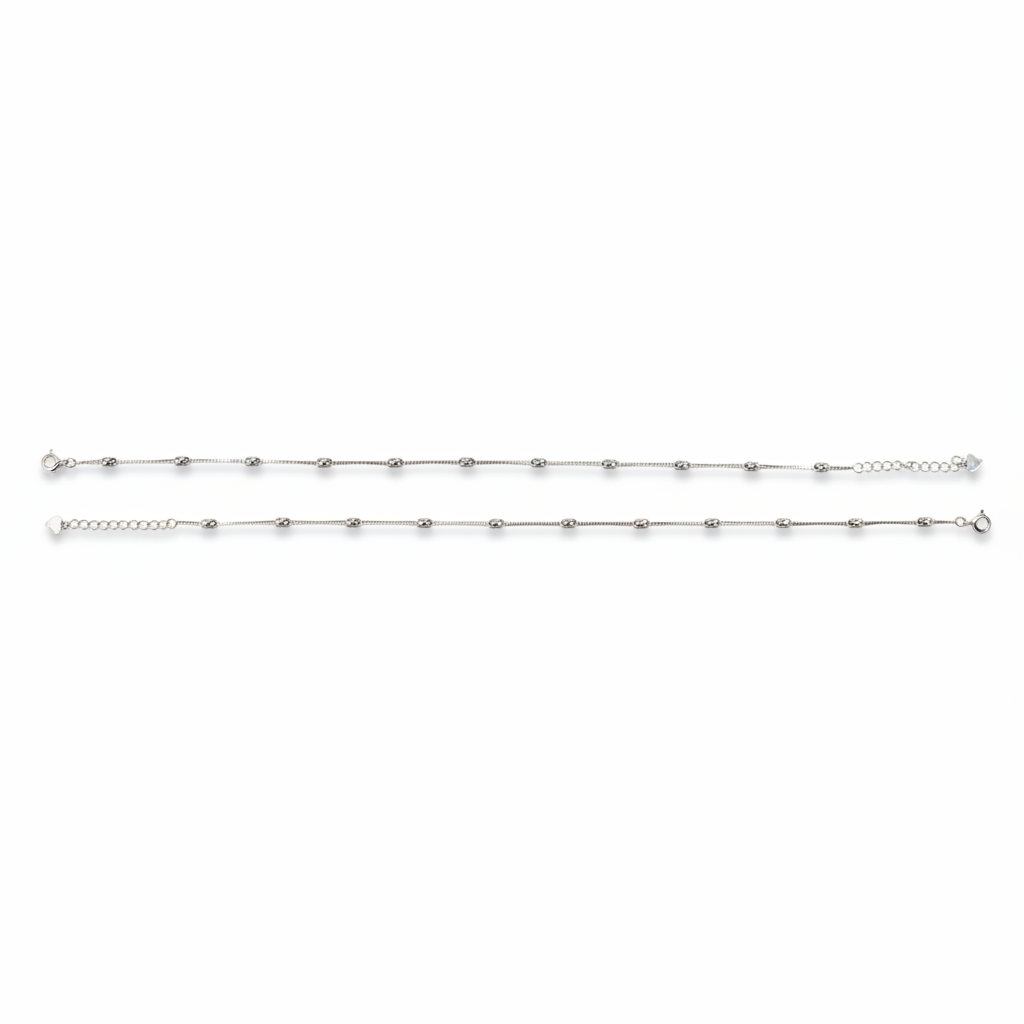 silver beads anklet - photo 1