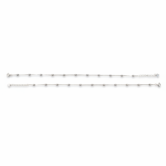 Silver Beads Anklet - Photo 1