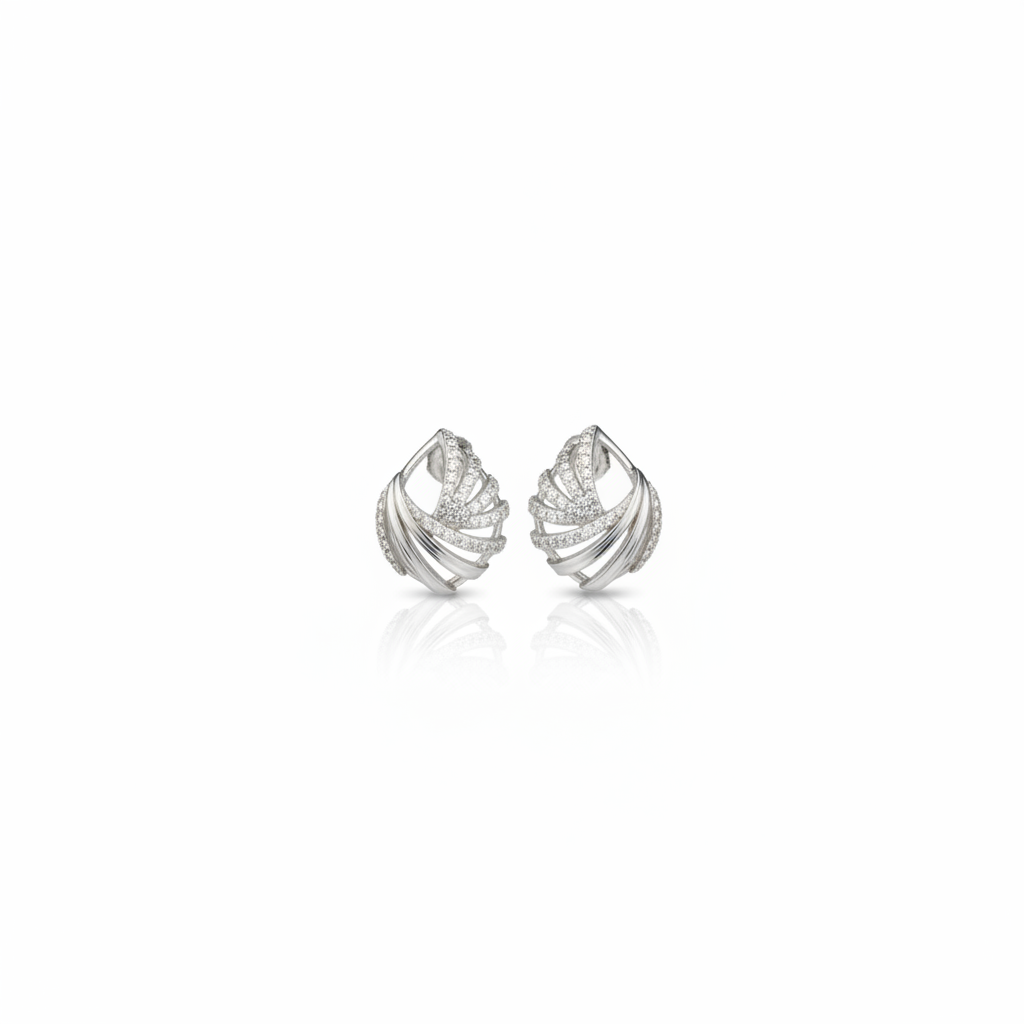 Twisted Leaf CZ Earrings - Photo 1