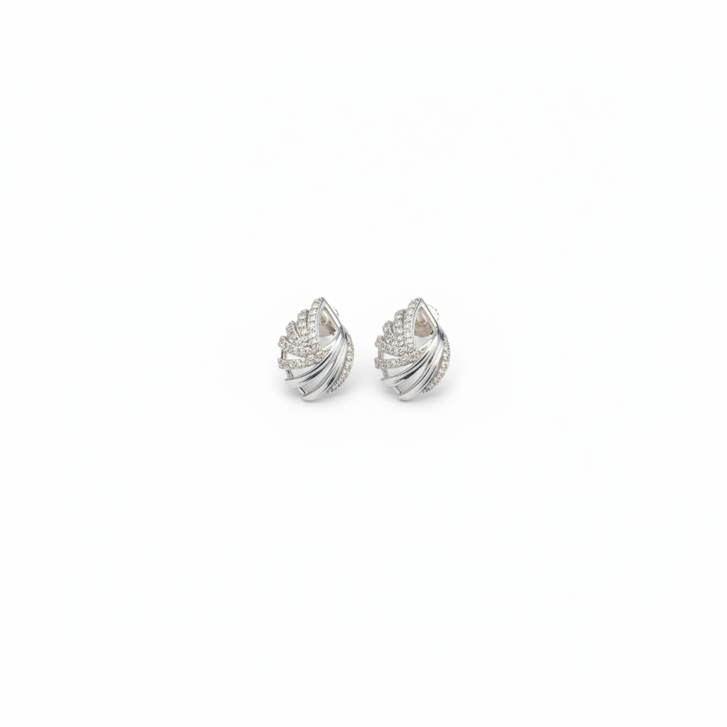 Twisted Leaf CZ Earrings - Photo 2